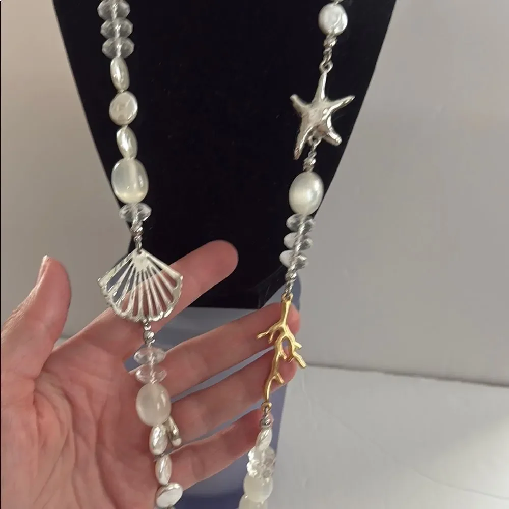 NWT Chico’s Elegant Silver and Gold Beaded Necklace